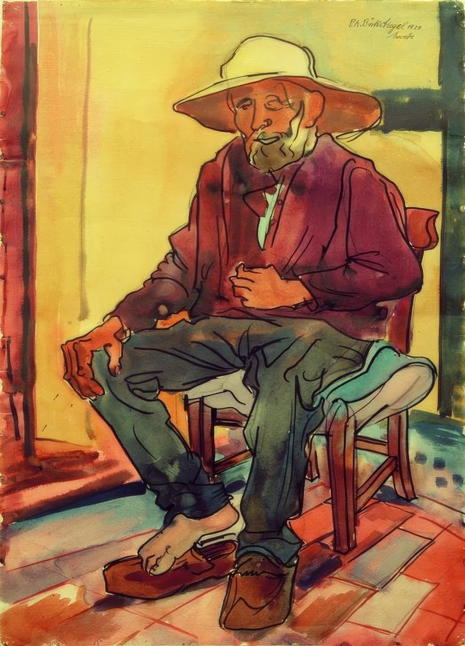 Rustende Westfaalse boer (Thorlümke) door Peter August Böckstiegel