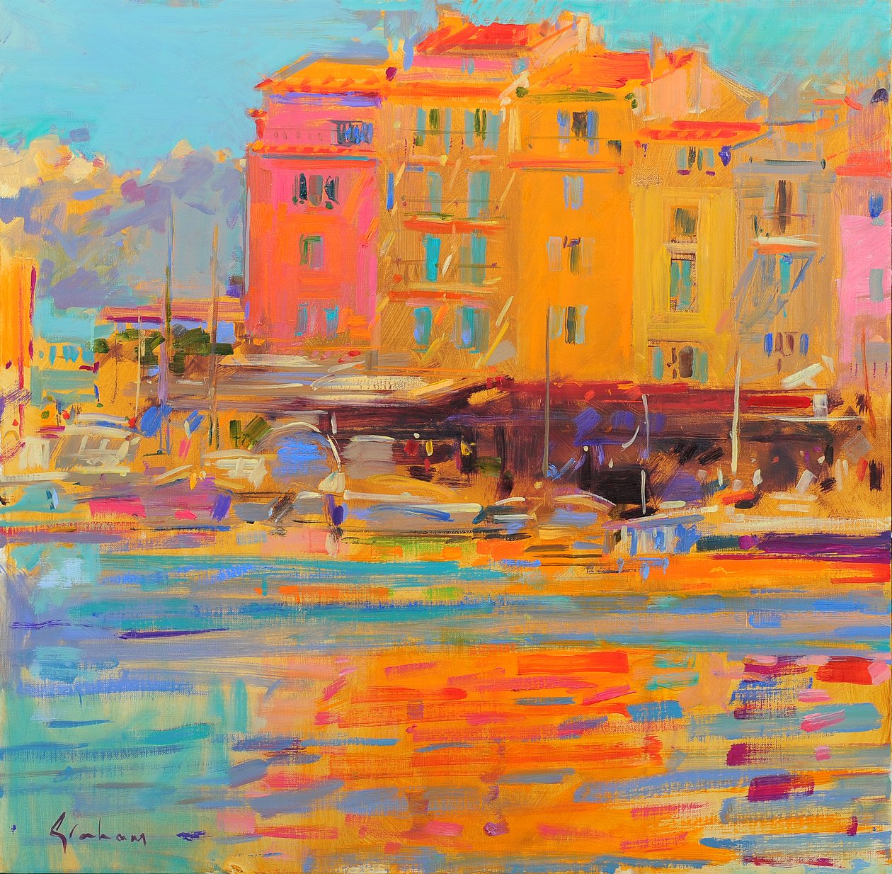 Saint Tropez Reflecties door Peter Graham (Contemporary)