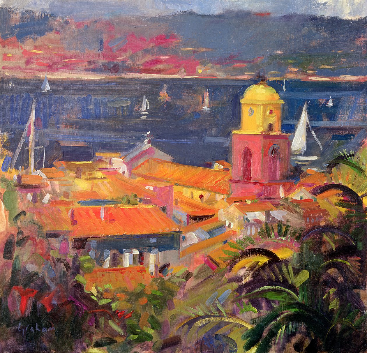 Zeilen in St Tropez, 2002 door Peter Graham (Contemporary)