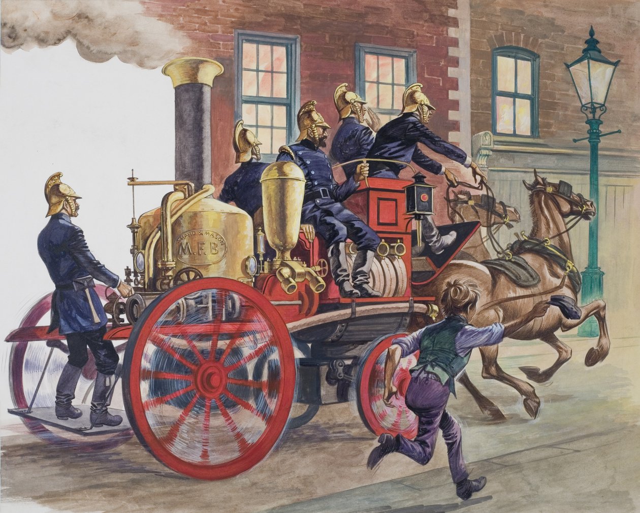 Brandweerauto (gouache op papier) door Peter Jackson