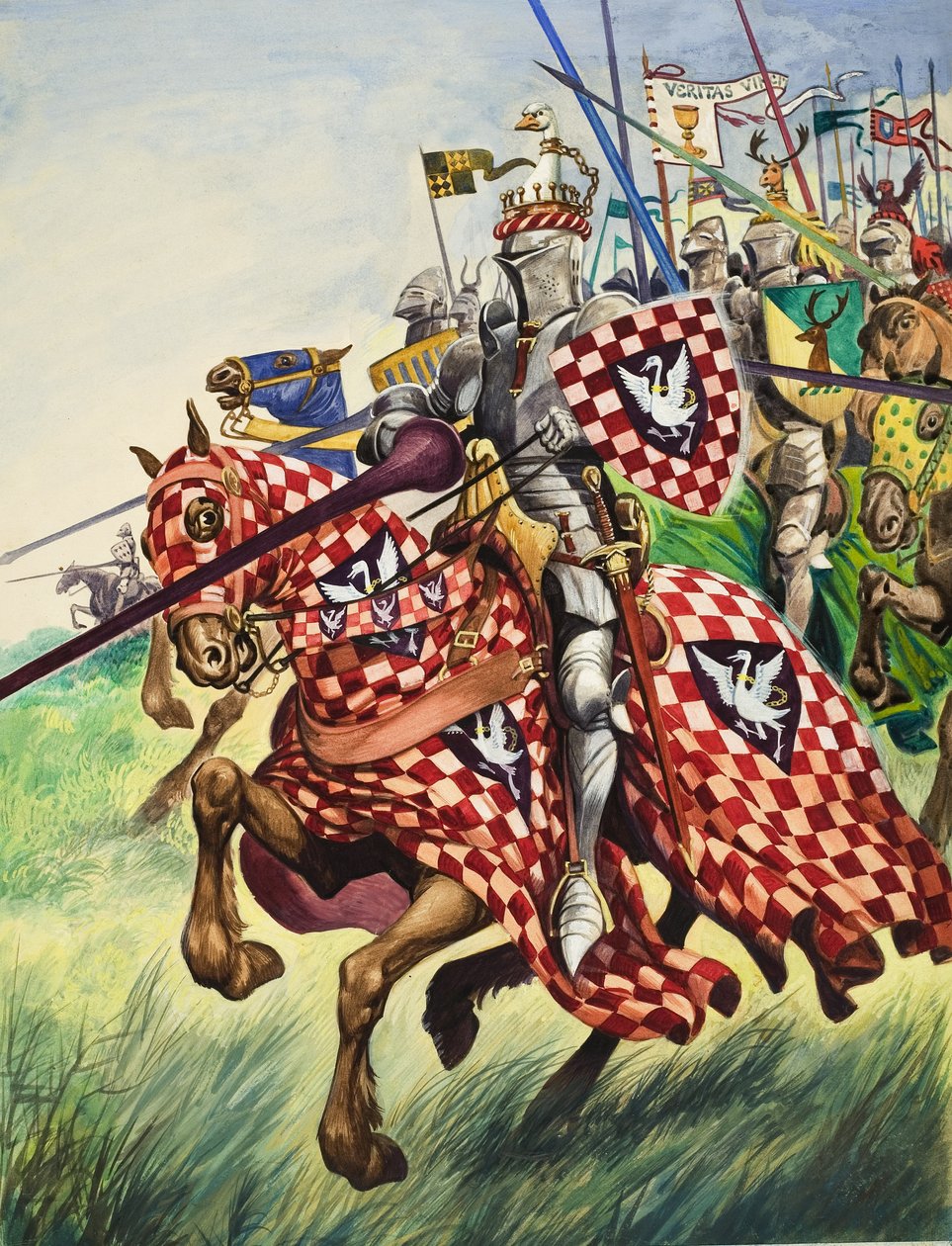 Ridders die ten strijde trekken (gouache op papier) door Peter Jackson