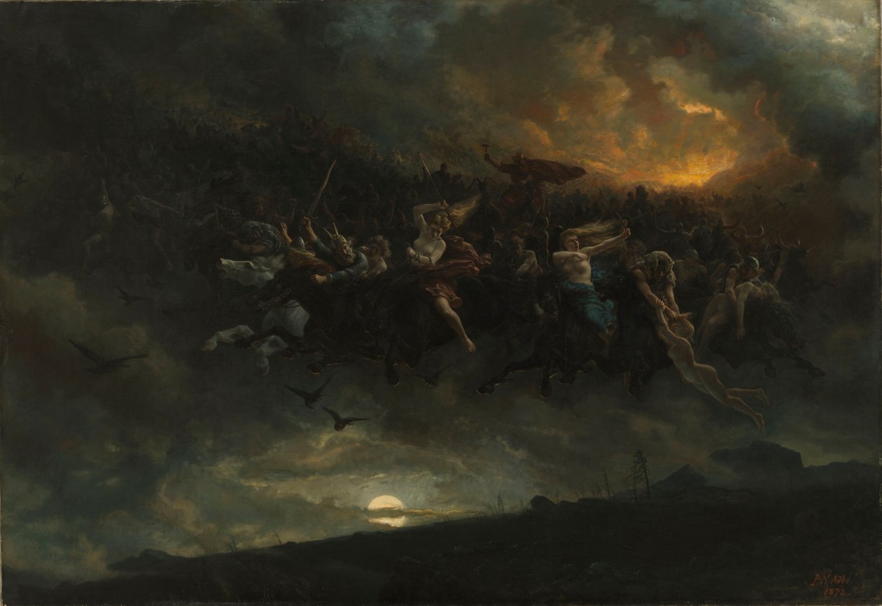 De wilde jacht op Odin, 1872. door Peter Nicolai Arbo