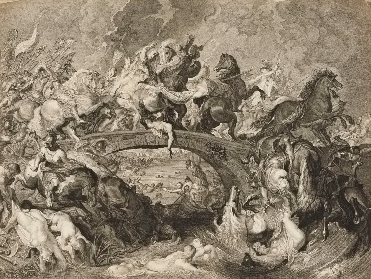 Slag van de Amazonen door Peter Paul (after) Rubens