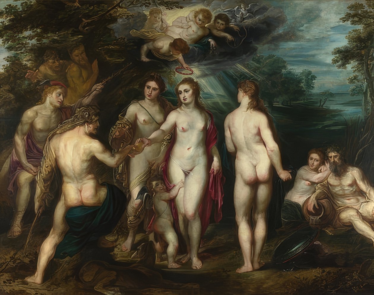 Het oordeel van Paris. Circa 1597-99 door Peter Paul Rubens