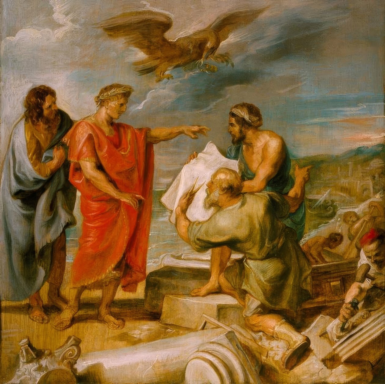 De stichting van Constantinopel door Peter Paul Rubens