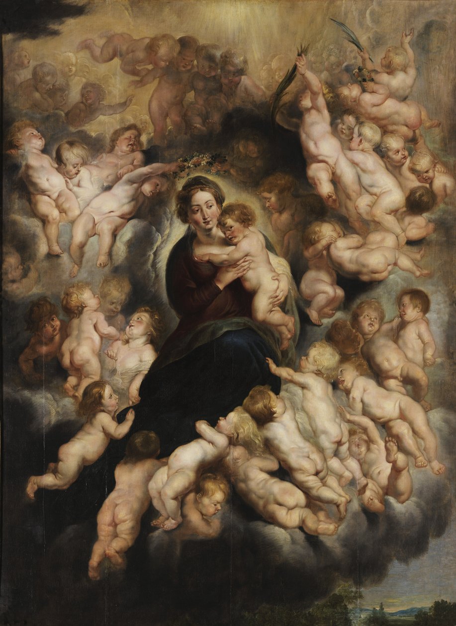 Maria met Kind in een Engelenkrans door Peter Paul Rubens