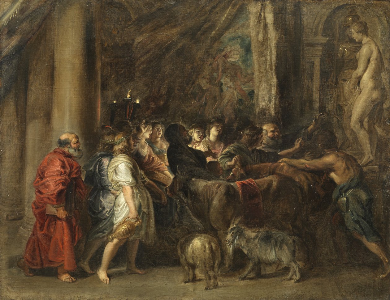 Offer in een tempel door Peter Paul Rubens