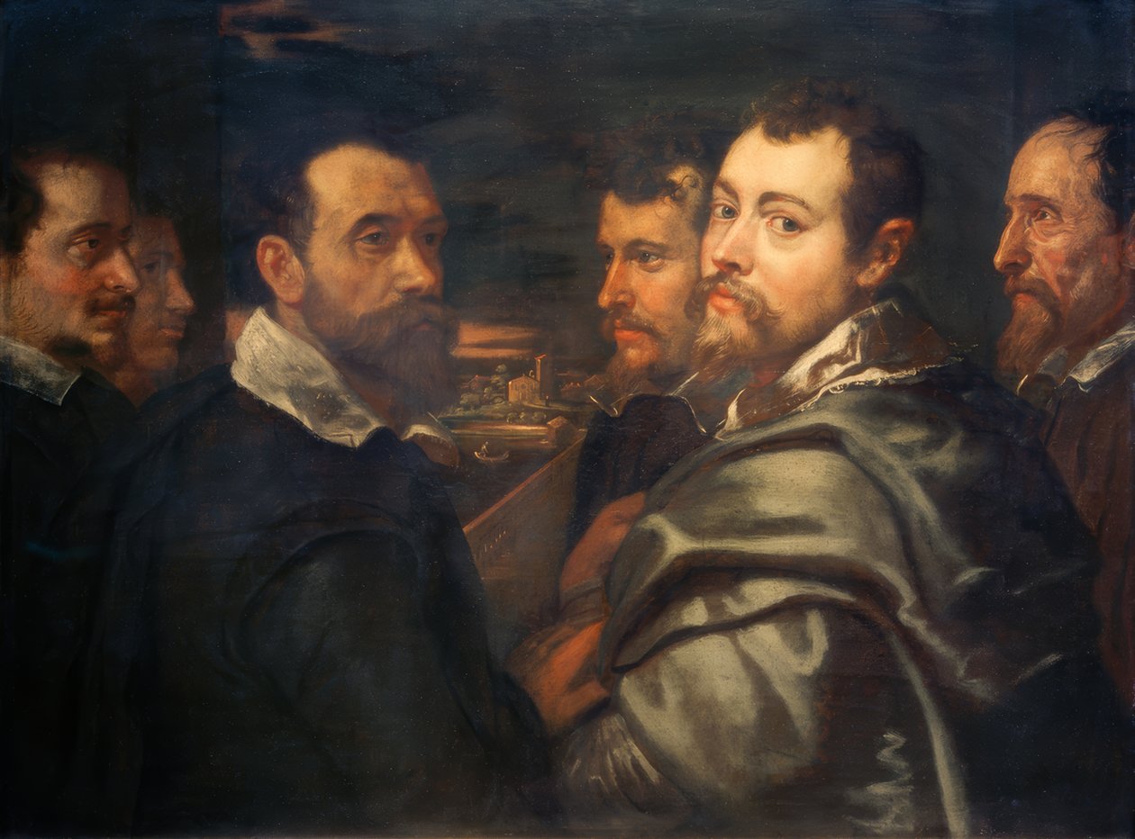 Zelfportret in de kring van Mantuaanse vrienden door Peter Paul Rubens