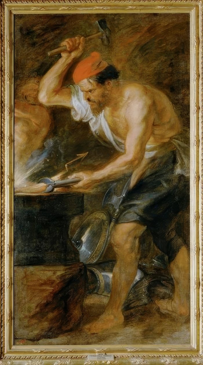 Vulcan smeedt de bliksem van Jupiter door Peter Paul Rubens