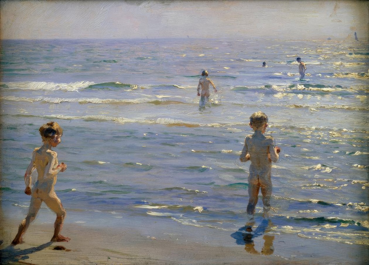 Badende jongens. Zonneschijn. Skagen door Peder Severin Krøyer