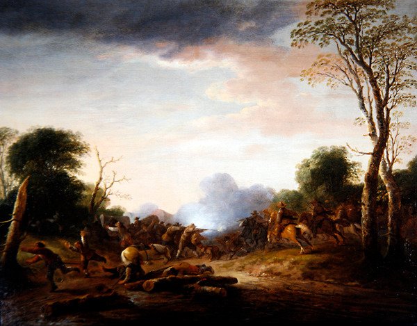 Een hinderlaag in een boslandschap door Peter de Bloot