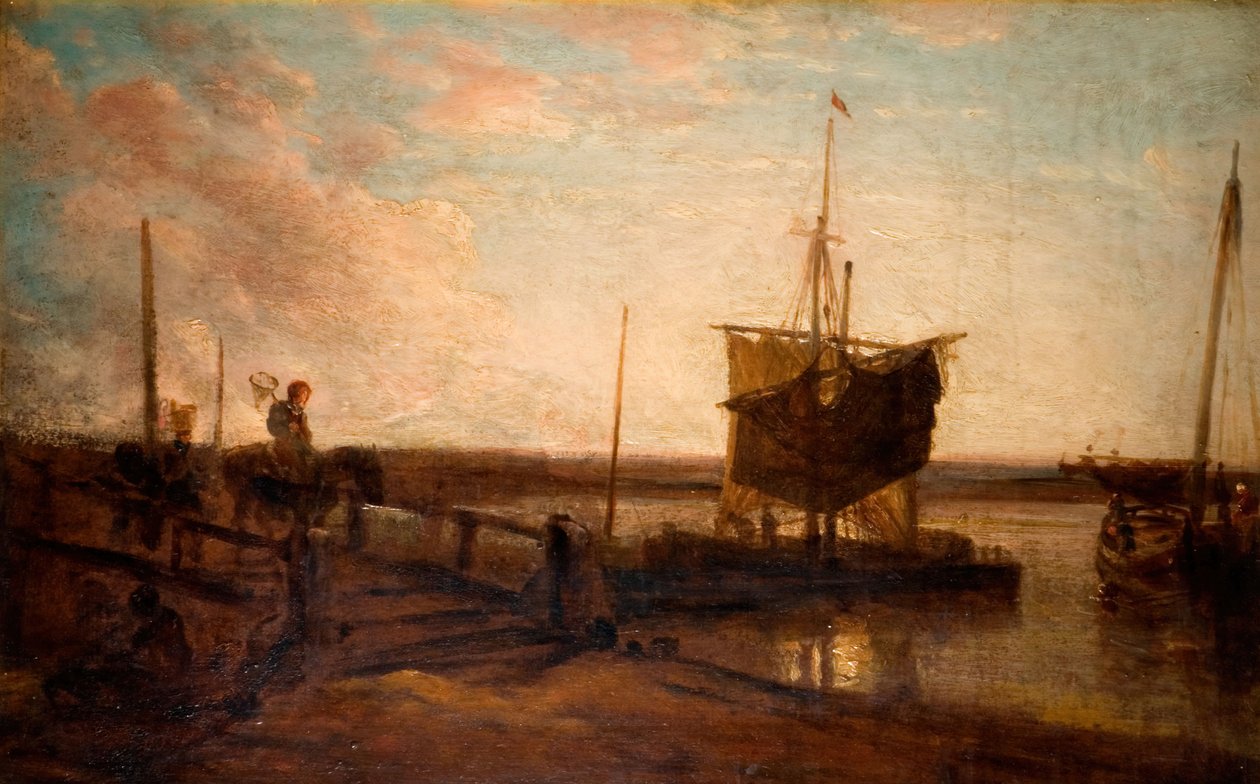 Steiger met boten, 1800-50 door Peter de Wint