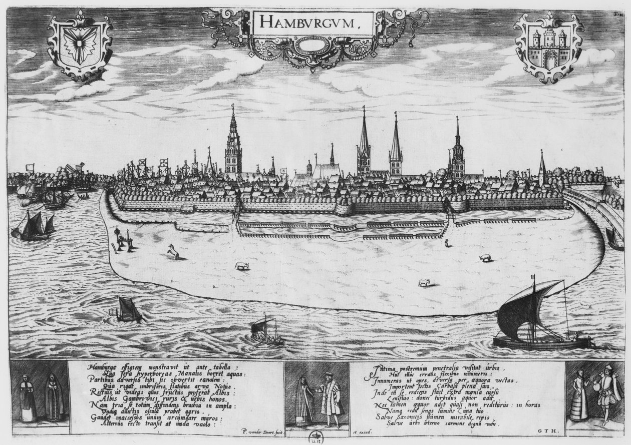 Uitzicht op Hamburg door Peter van der Doort