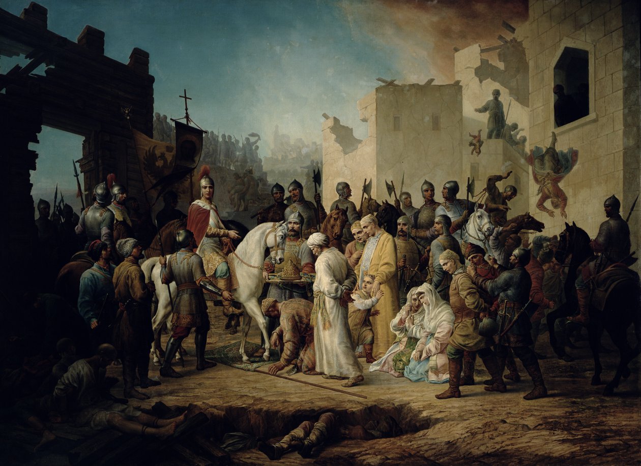 Tsaar Ivan IV verovert Kazan in 1552, 1894 door Petr Mikhailovich Shamshin