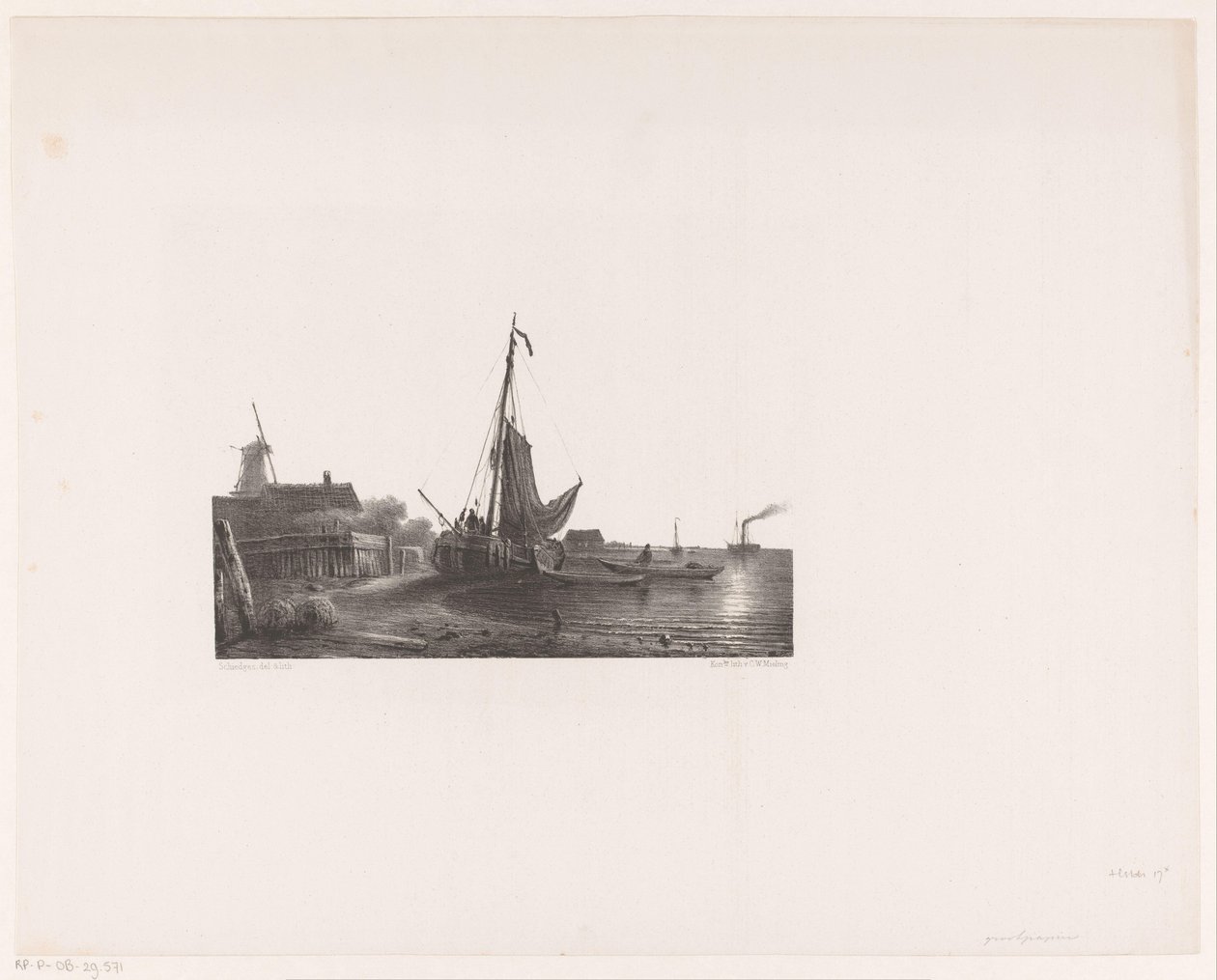 Zeilschip op het droge door Petrus Paulus Schiedges (I)