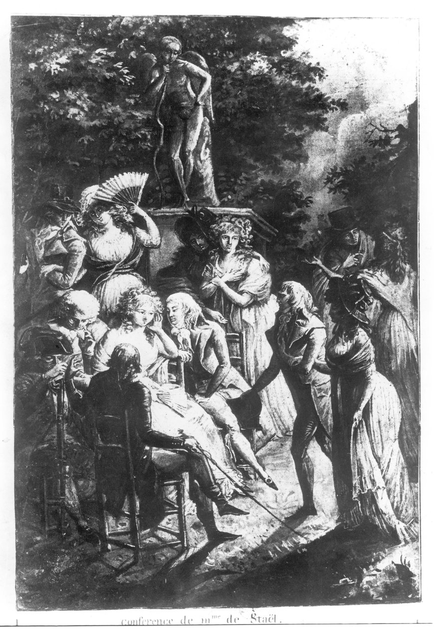 Ontmoeting met Madame de Stael (1766-1817) door Philibert Louis Debucourt
