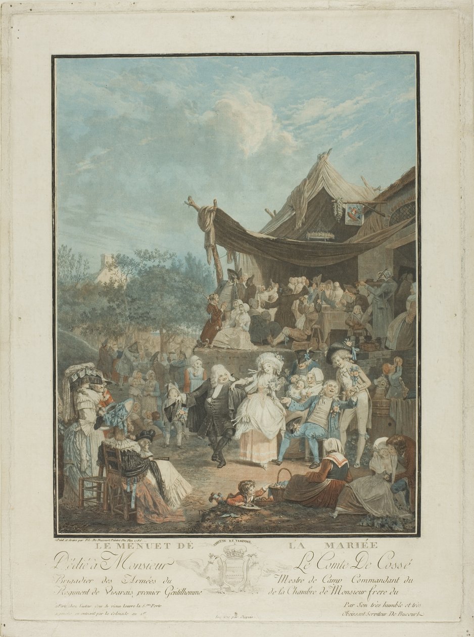 Het menuet van de bruid door Philibert Louis Debucourt