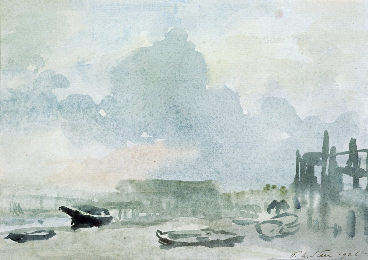 Het strand, Shoreham, 1928 door Philip Wilson Steer