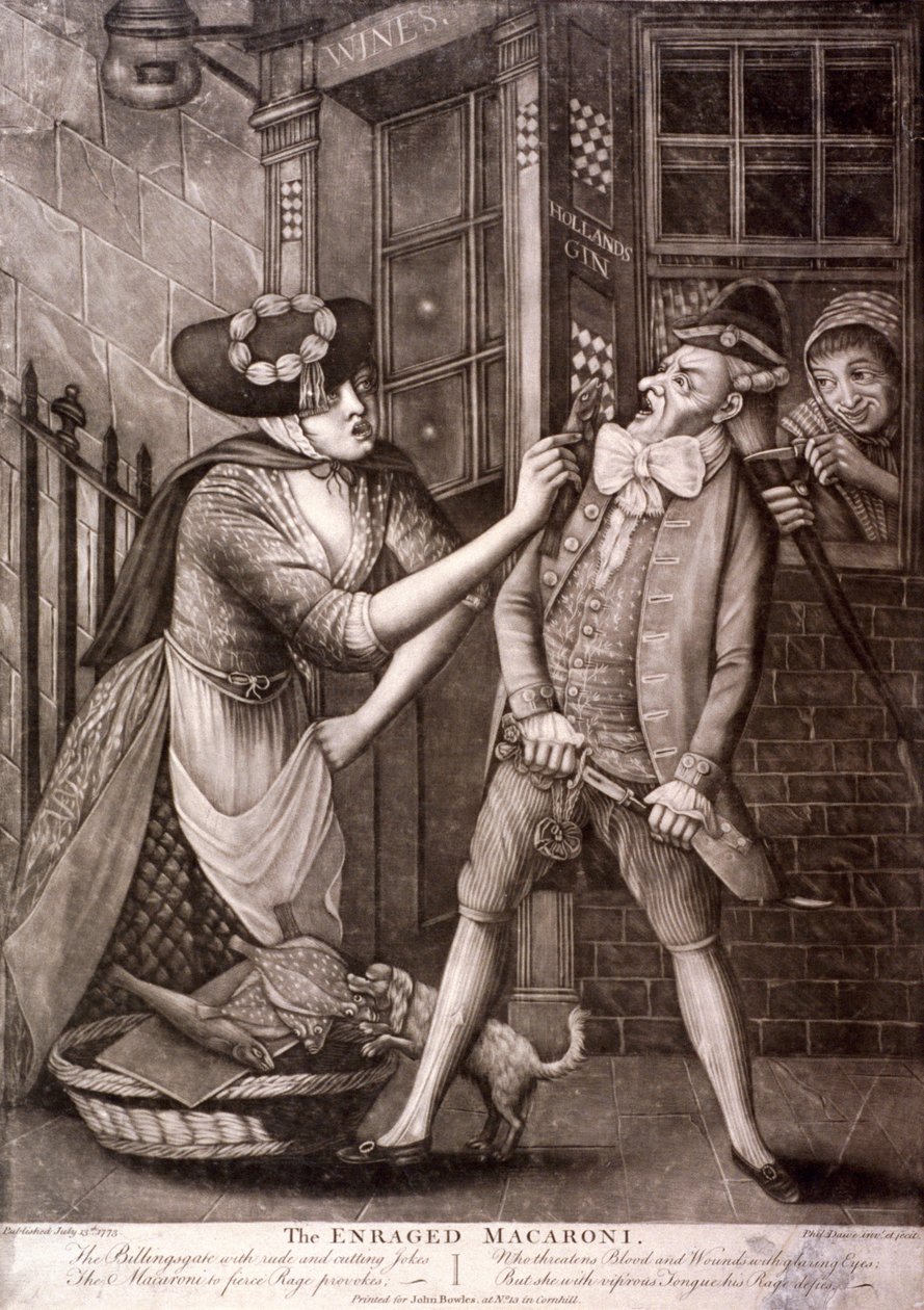 De woedende macaroni, 1773 door Philip Dawe