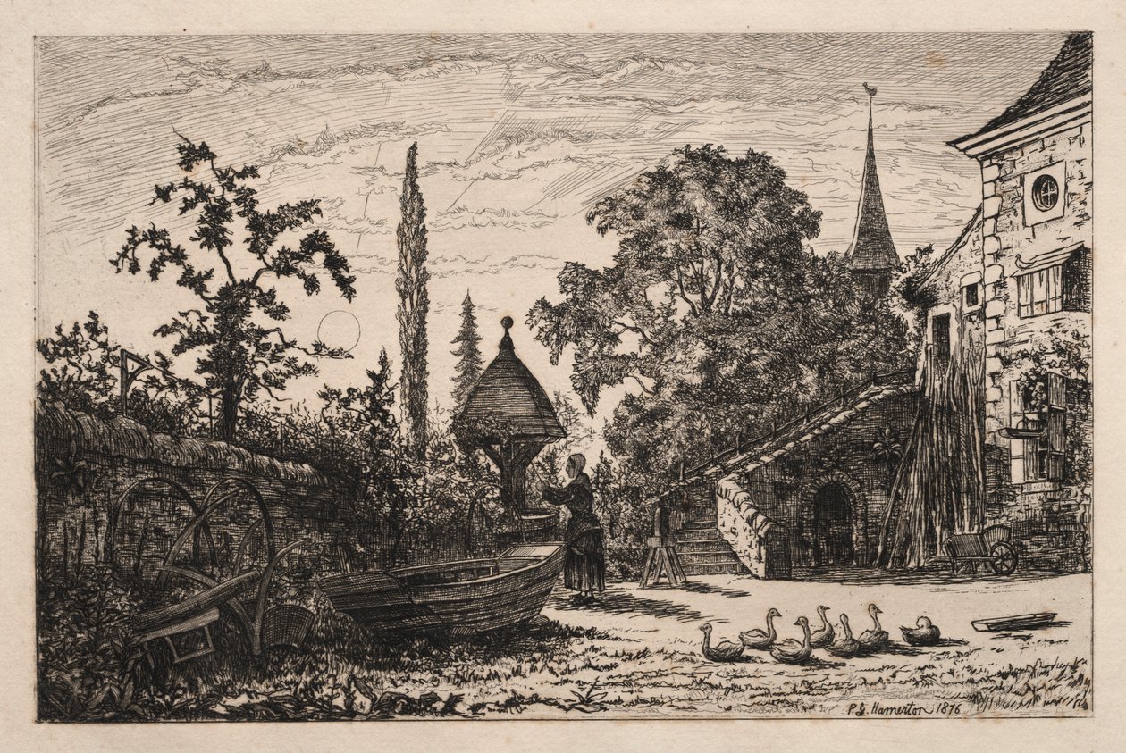 De binnenplaats, 1876 door Philip Gilbert Hamerton