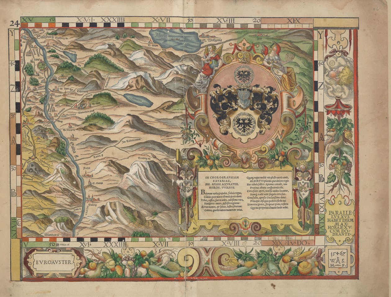 Beierse landkaarten van 1568 (Tafel 24) door Philipp Apian