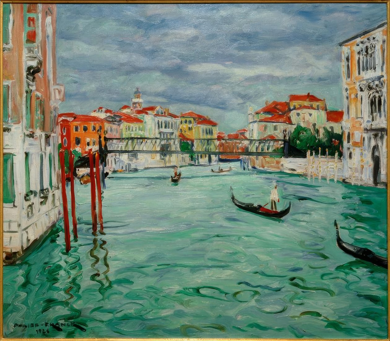 Kanaal met gondels door Philipp Franck