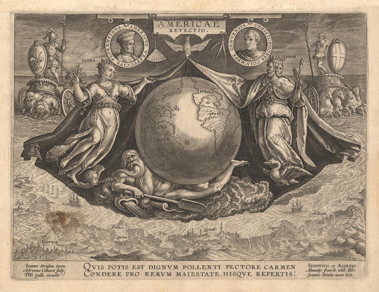 Americae Retectio Omslag, 1591 door Philipp Galle