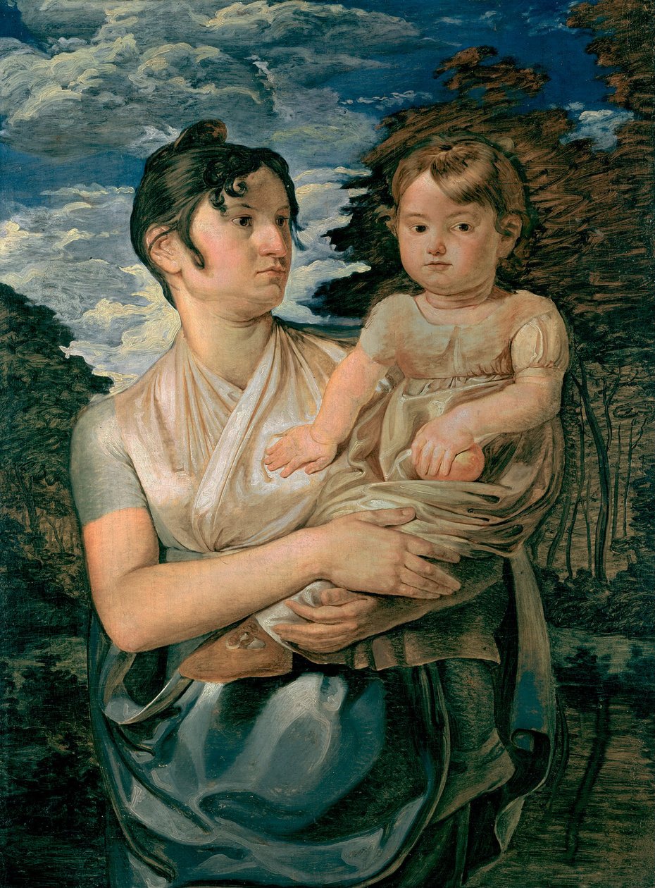 Pauline Runge met haar tweejarige zoon, 1807 door Philipp Otto Runge