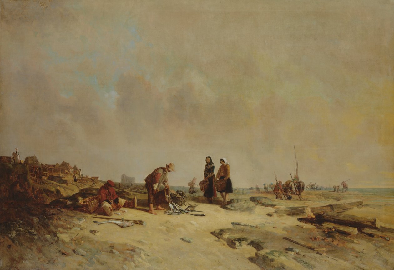 Dood tij bij Audreselles door Philippe Auguste Jeanron