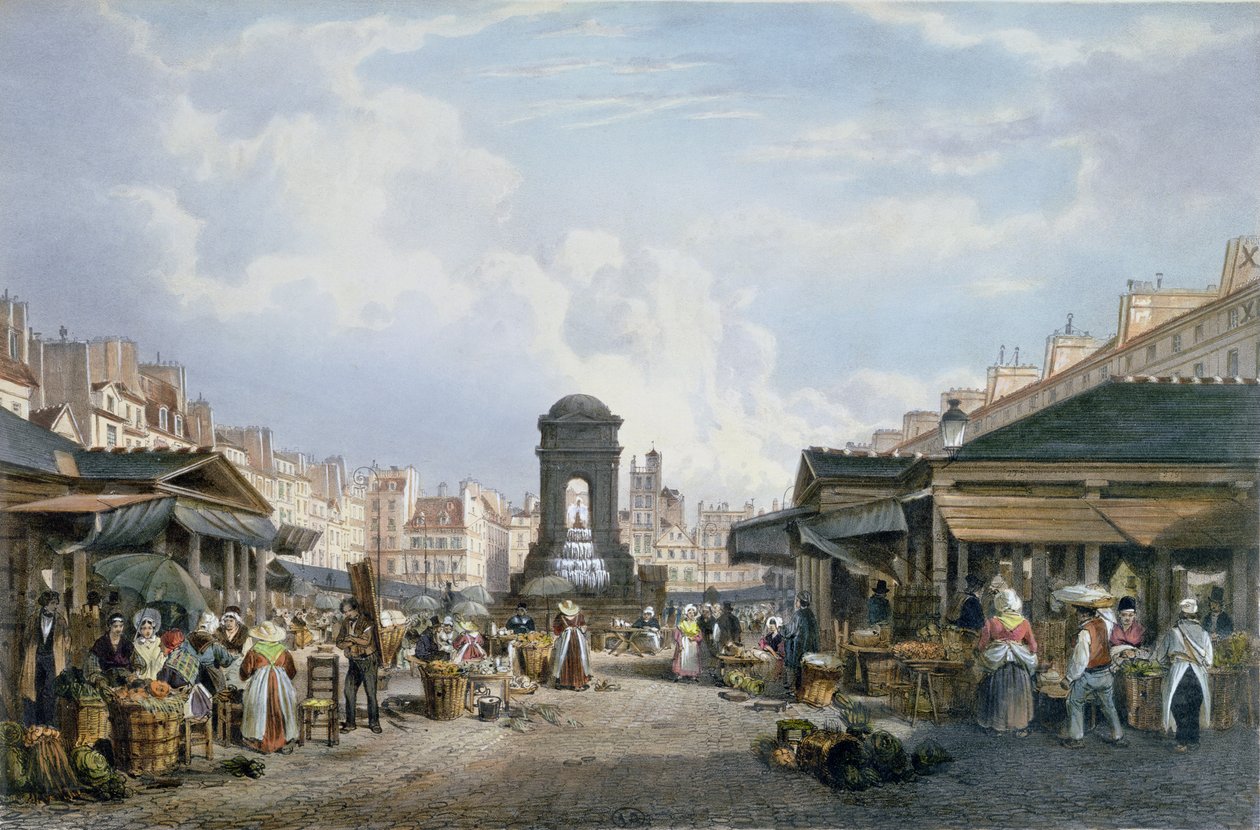 Uitzicht op de Marche des Innocents, ca. 1840-45 door Philippe Benoist