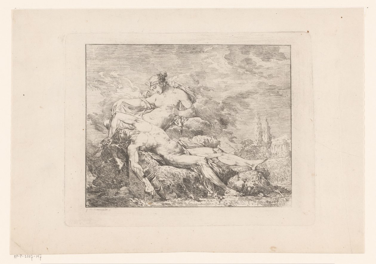 Diana en Endymion door Philippe Auguste Hennequin