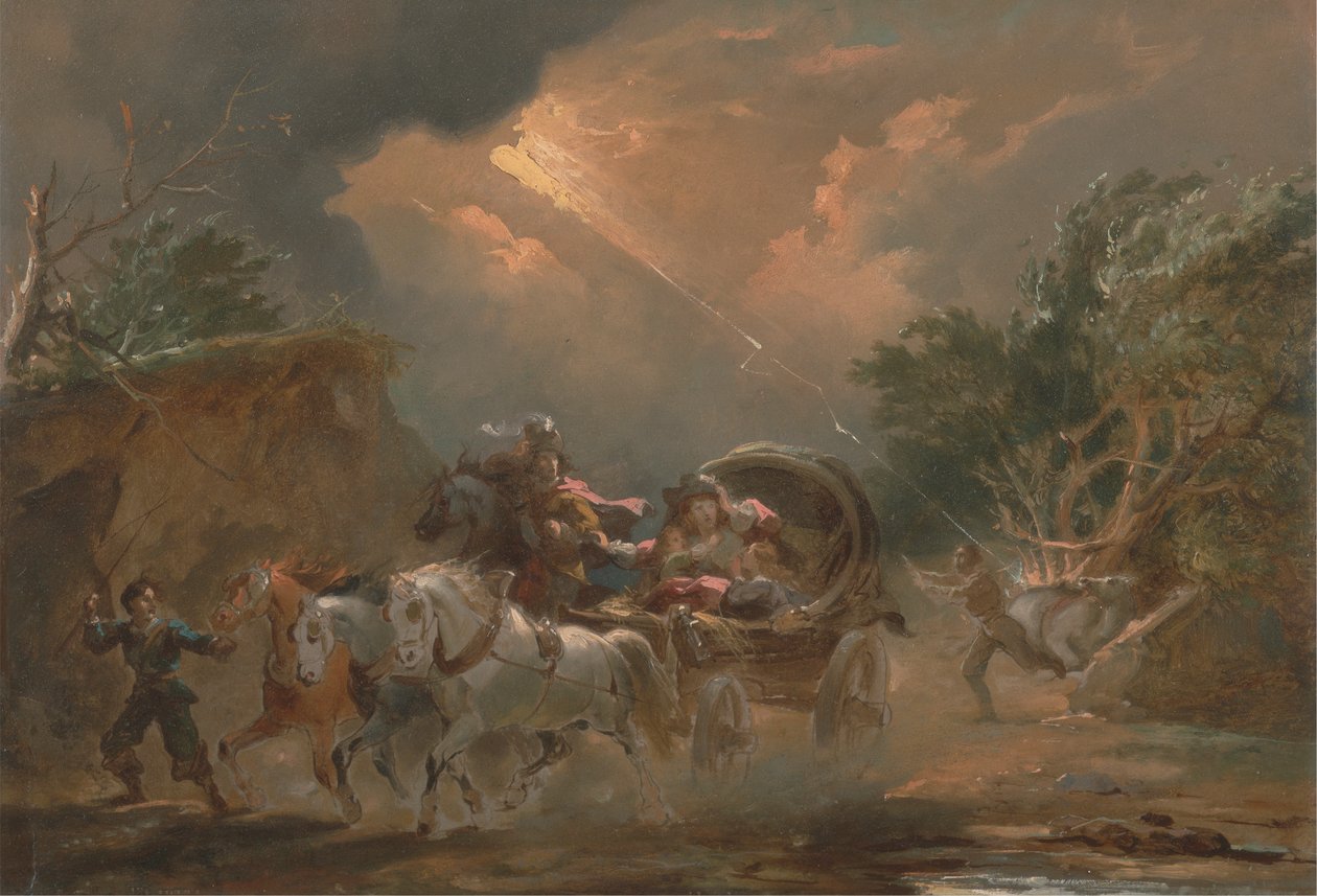 Koets in een onweersbui door Philippe Jacques de Loutherbourg