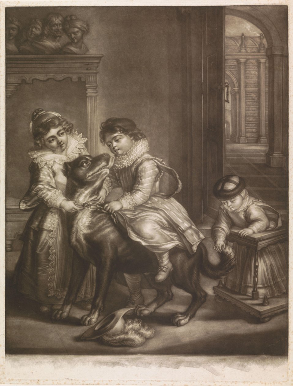 Drie kinderen van Rubens door Philippe Joseph Tassaert