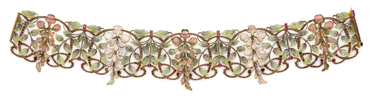 Art Nouveau multi-edelsteen en email 