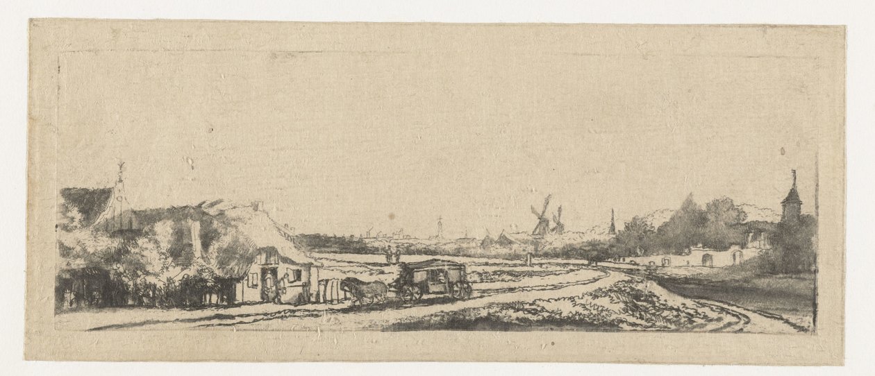 Landschap met een koets door Philips Koninck