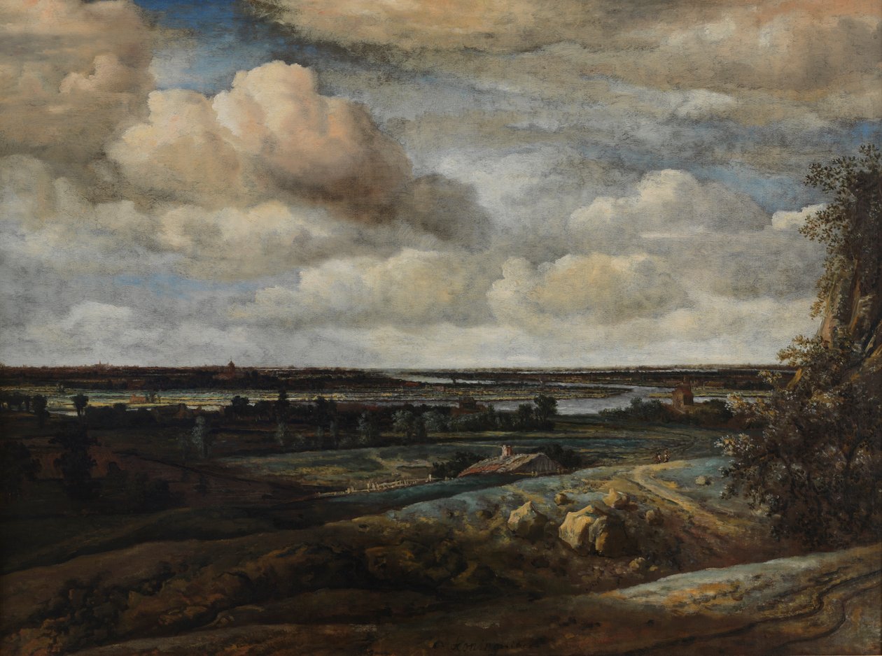 Nederlands Panoramisch Landschap met een Rivier, 1654 door Phillips de Koninck