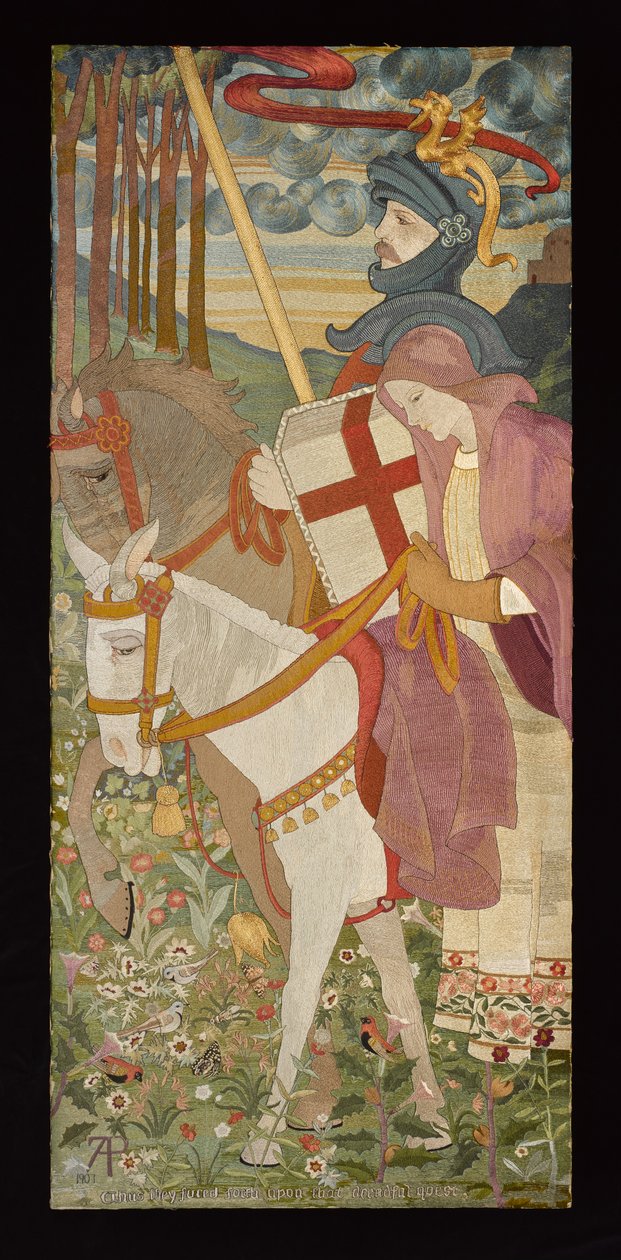 St. George, De Roodkruisridder Rijdt Met Una, 1907 (borduurwerk) door Phoebe Anna Traquair