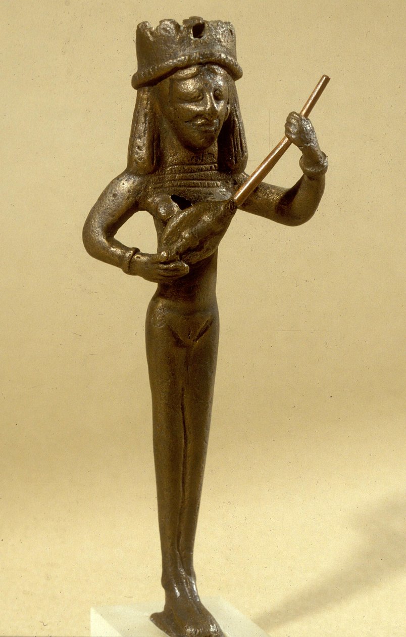 Beeldje van een vrouwelijke luitspeler opgegraven in Beit Shean, 7e-6e eeuw v.Chr. door Phoenician