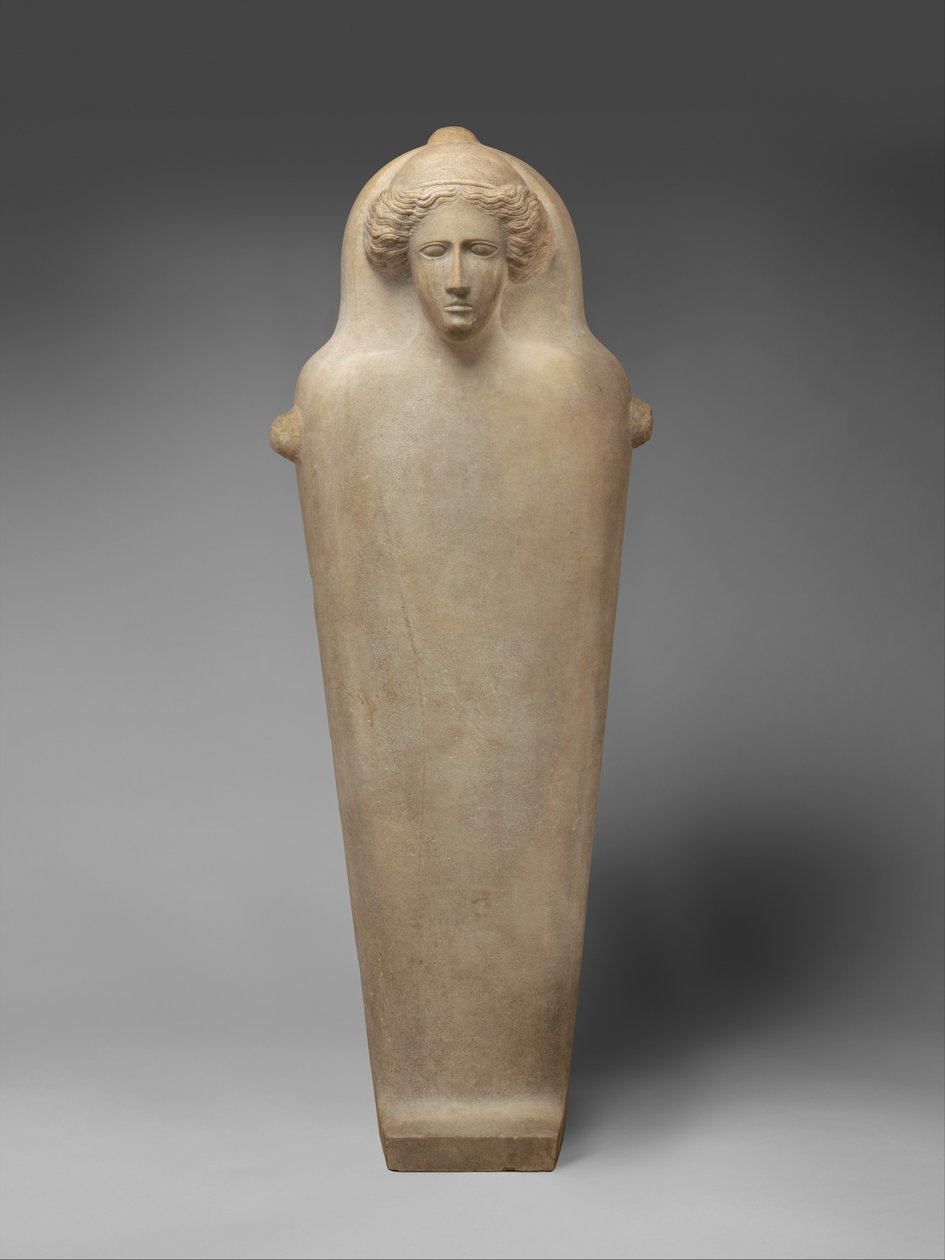 Marmeren antropoïde sarcofaag, ca. 410 v.Chr. (Parisch marmer) door Phoenician