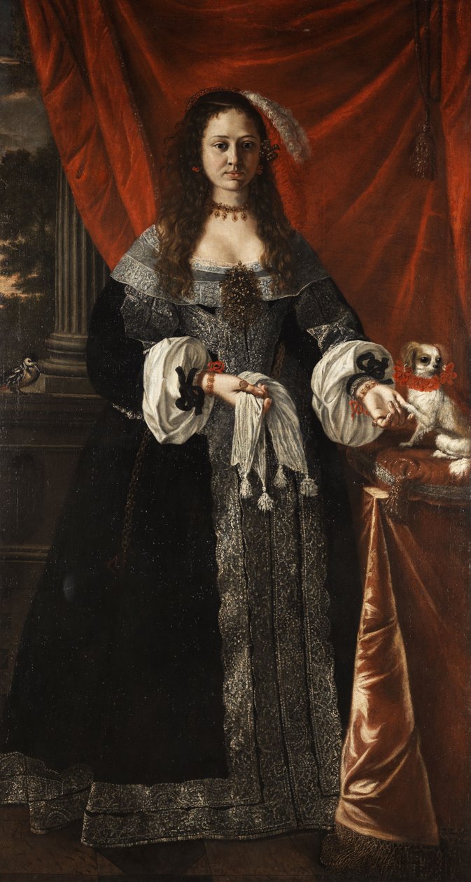 Portret van een Adellijke Dame met Hondje door Pier Francesco Cittadini