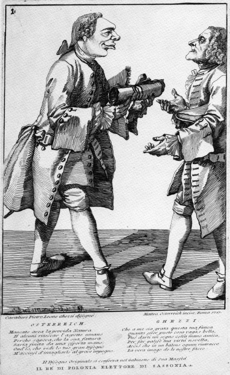 Osterreich en de Cavaliere Ghezzi, prent gemaakt door Matthias Oesterreich, 1751 door Pier Leone Ghezzi