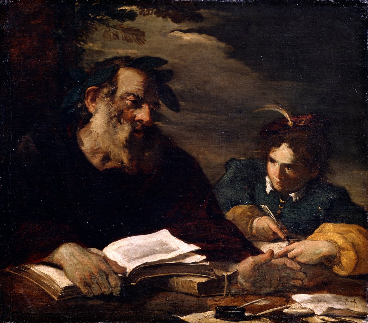 Homerus Dicteert zijn Gedichten, 17e eeuw door Pier Francesco Mola