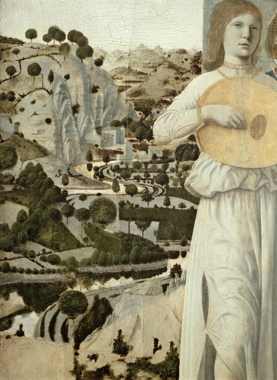 Geboorte, 1470-75 (tempera op paneel) (detail) door Piero della Francesca