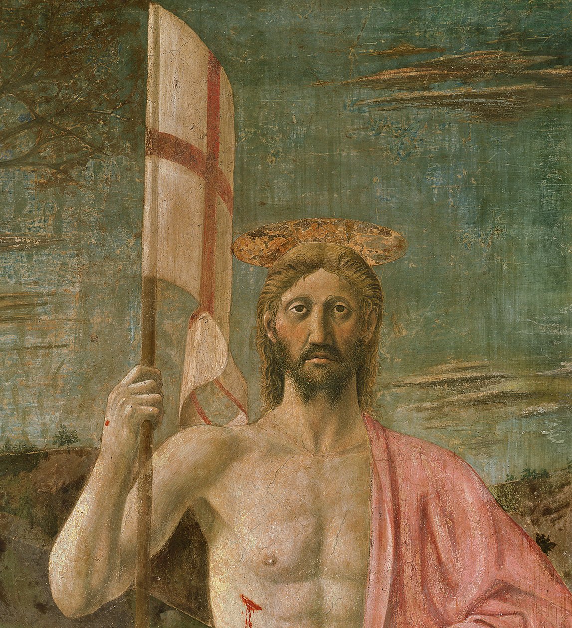 De Opstanding, detail van Christus, ca. 1463 door Piero della Francesca