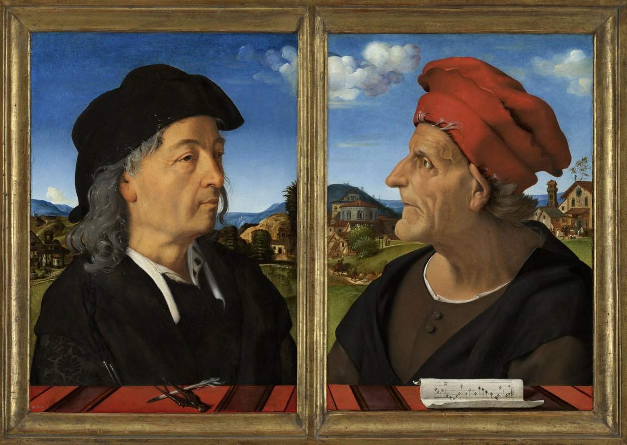 Portretten van Giuliano en Francesco Giamberti da Sangallo, 1482-5 door Piero di Cosimo
