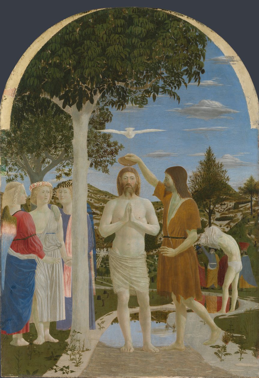 De doop van Christus, 1450s door Piero della Francesca