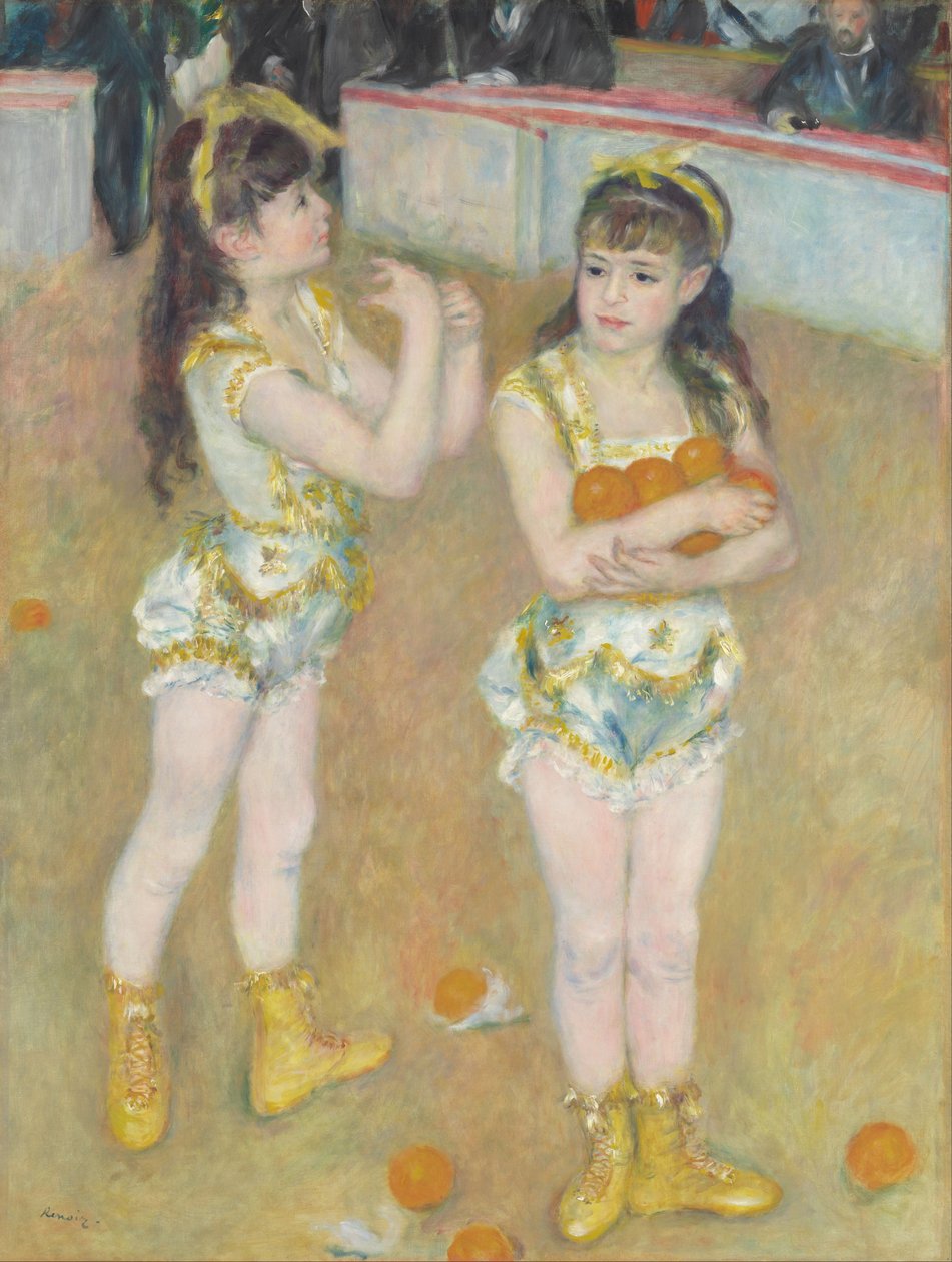 Acrobaten in het Cirque Fernando (Francisca en Angelina Wartenberg) door Pierre Auguste Renoir