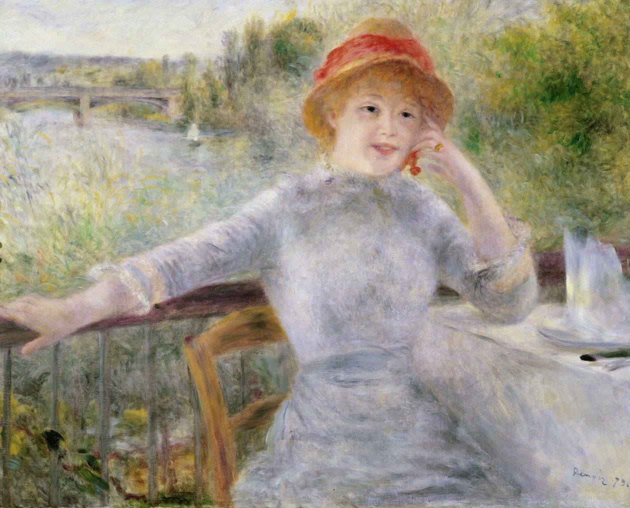 Alphonsine Fournaise (1845-1937) bij The Grenouillere, 1879 door Pierre Auguste Renoir