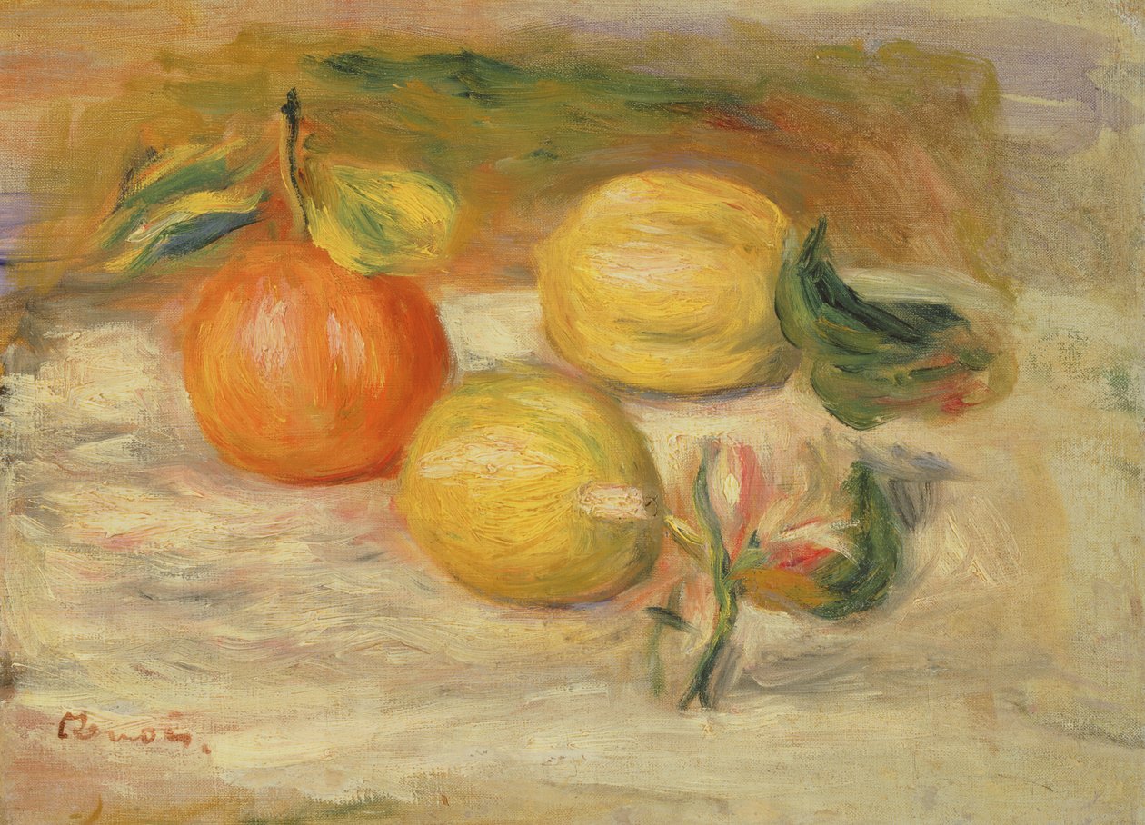 Appels en twee citroenen door Pierre Auguste Renoir