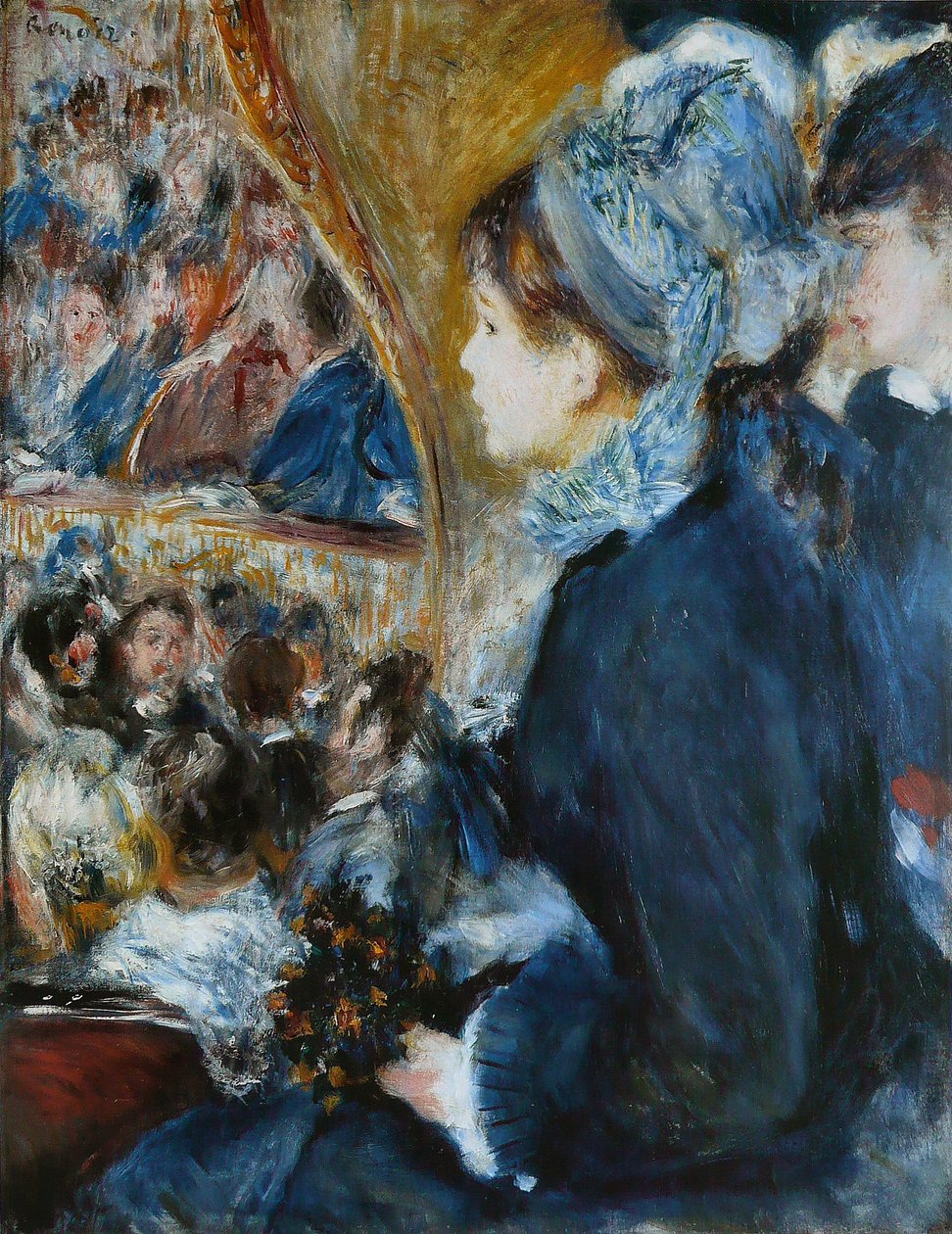 In het Theater (La Premiere Sortie), 1876-7 door Pierre Auguste Renoir